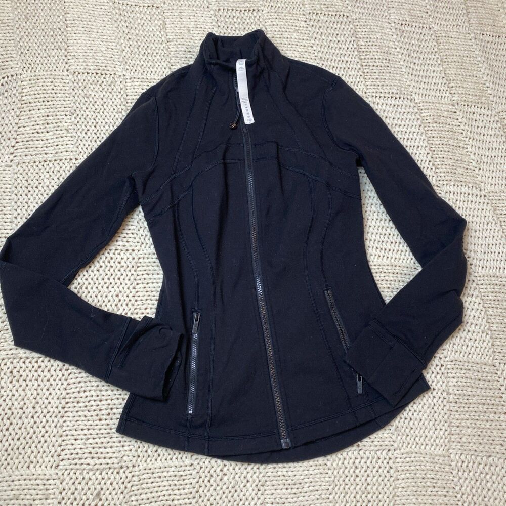 Lululemon Size 6 Define Jacket Black High Neck Zippered Front Pocket